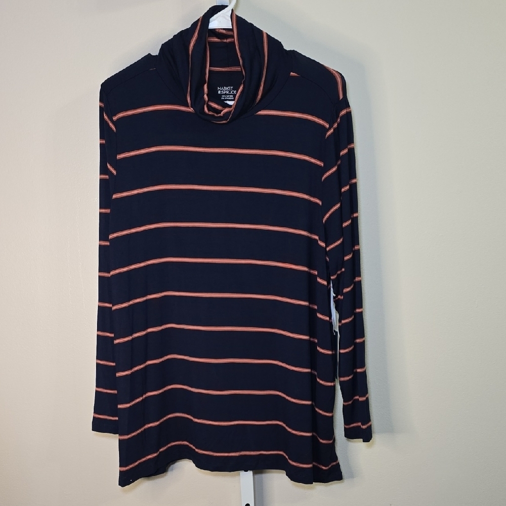 Market & Spruce Blue‎ and Orange Turtleneck Ladies Sz 1x